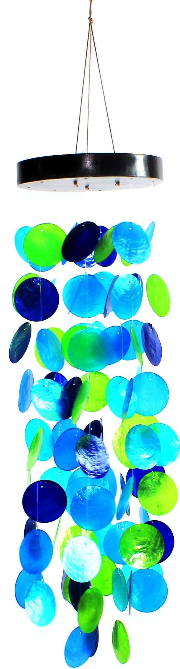 Capiz Shell Wind Chimes Blue Turquoise L 86cm Carolina Trading Capiz Shell Wind Chimes Blue Turquoise L 86cm