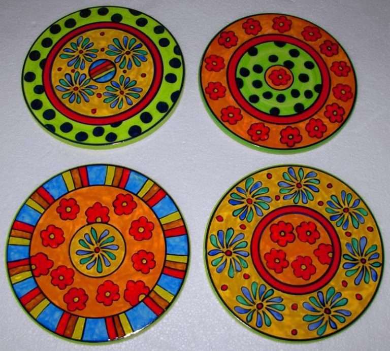 Hand painted Large Trivet Set of 4 Carolina Trading