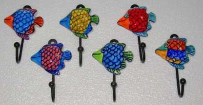 Ceramic Hooks Fish Set of 6 Assorted