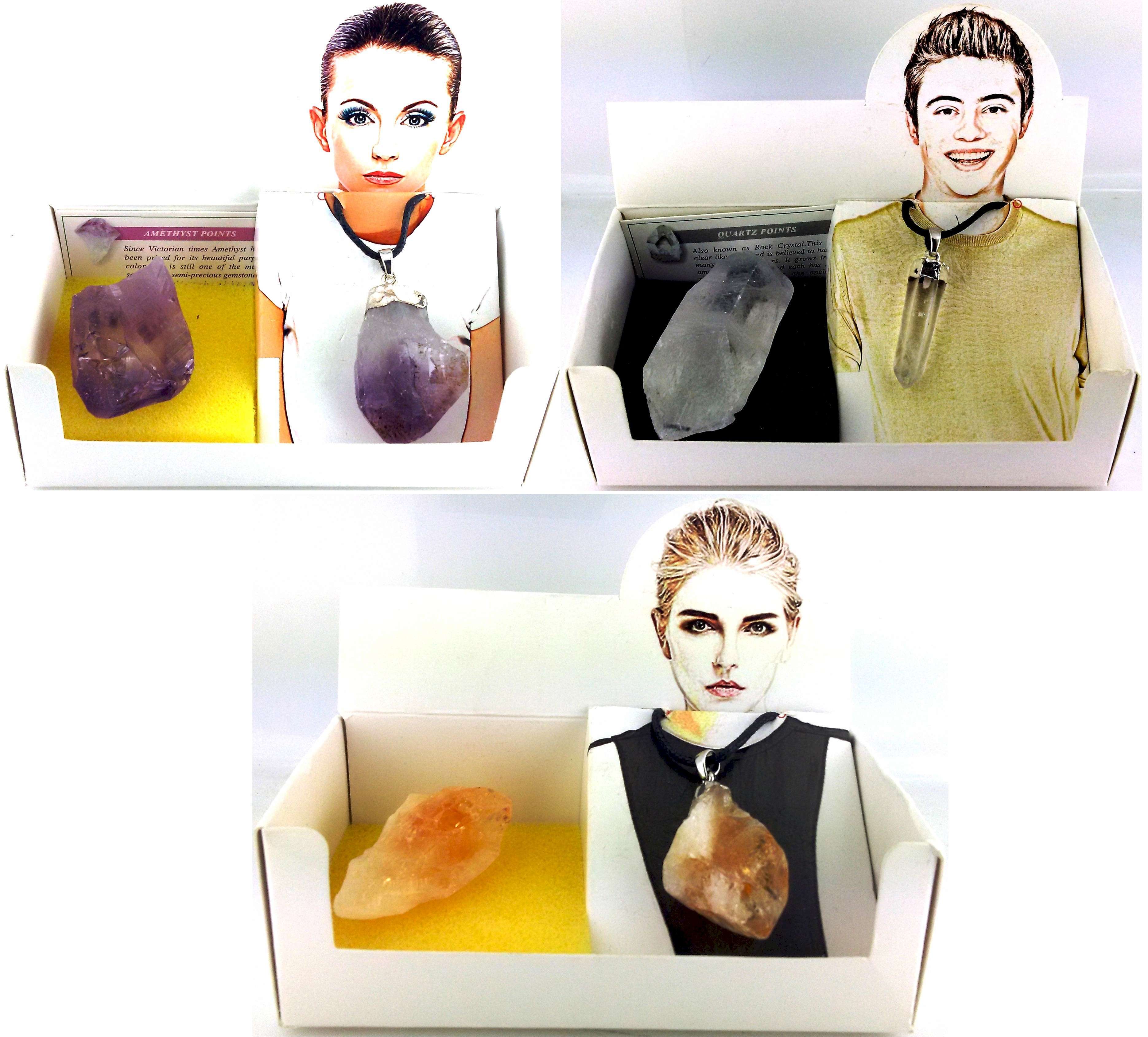 Crystal Point Set of 8 Assorted Pendants and Rocks