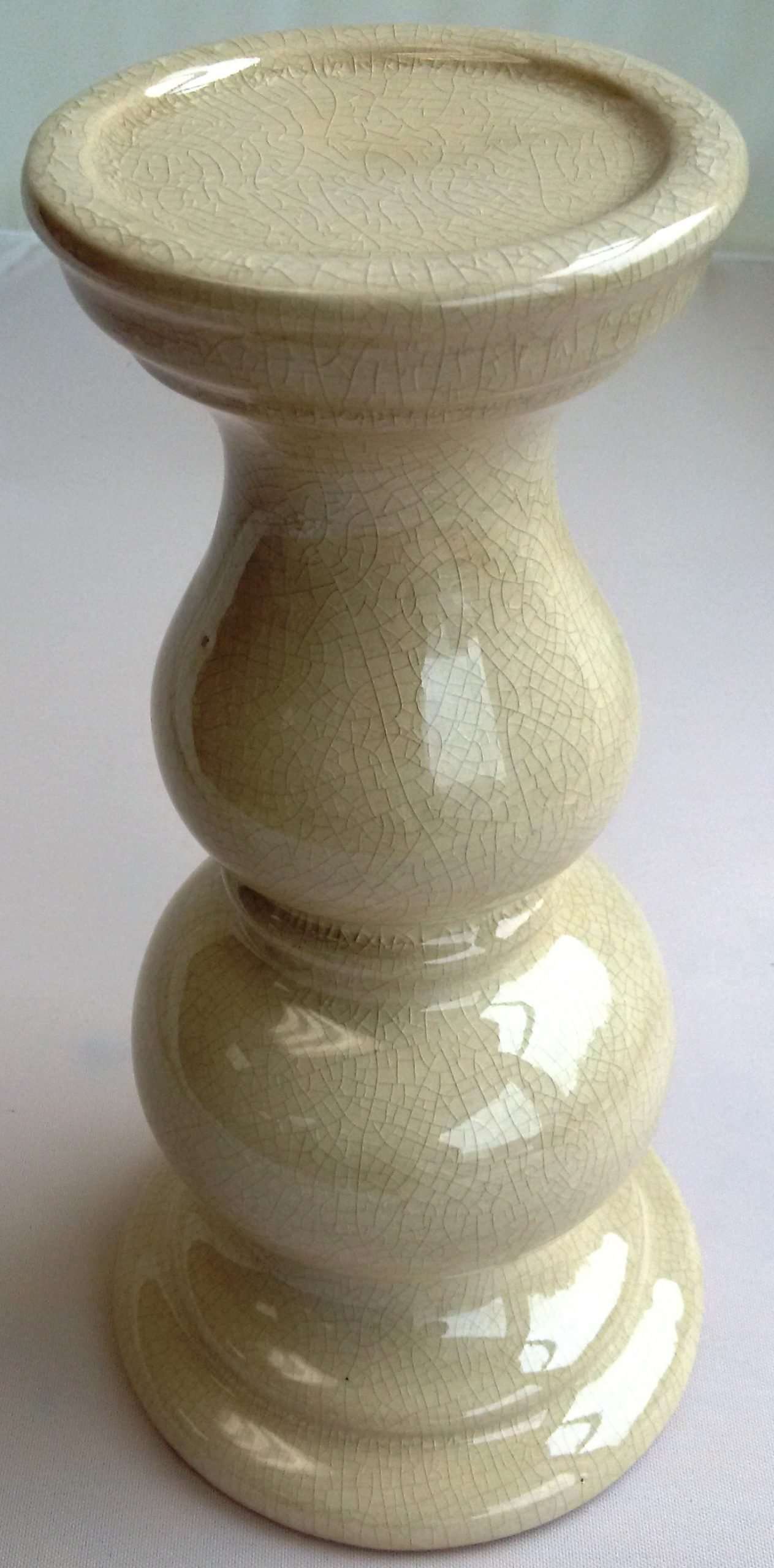 Ceramic Candle Holder White Medium Carolina Trading