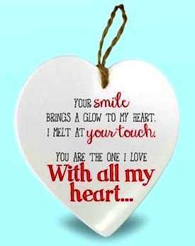 Hanging Ceramic Hearts with Messages Smile Set of 3