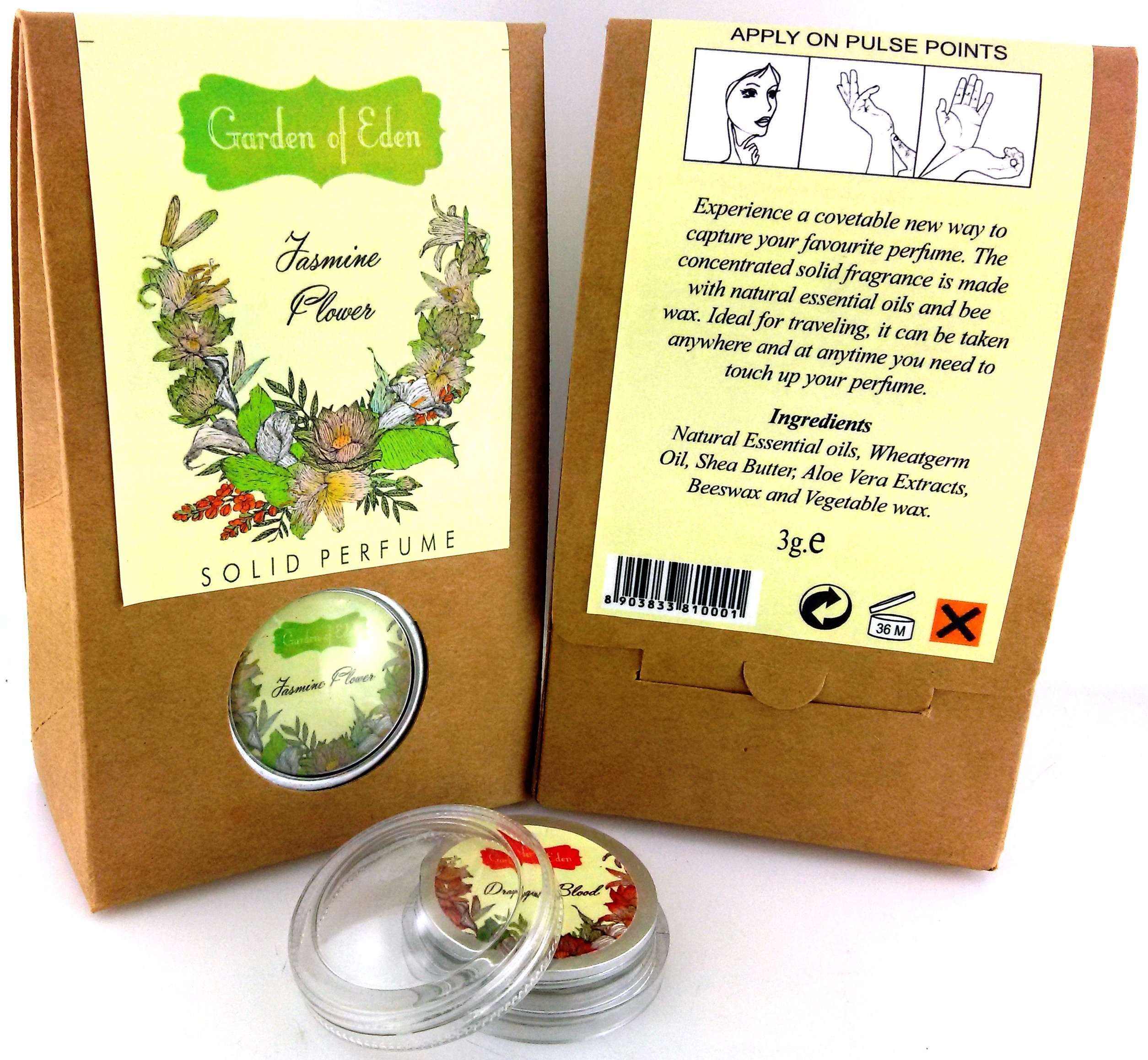 Garden of Eden Solid Perfume Jasmine Flower Set of 2 3grams