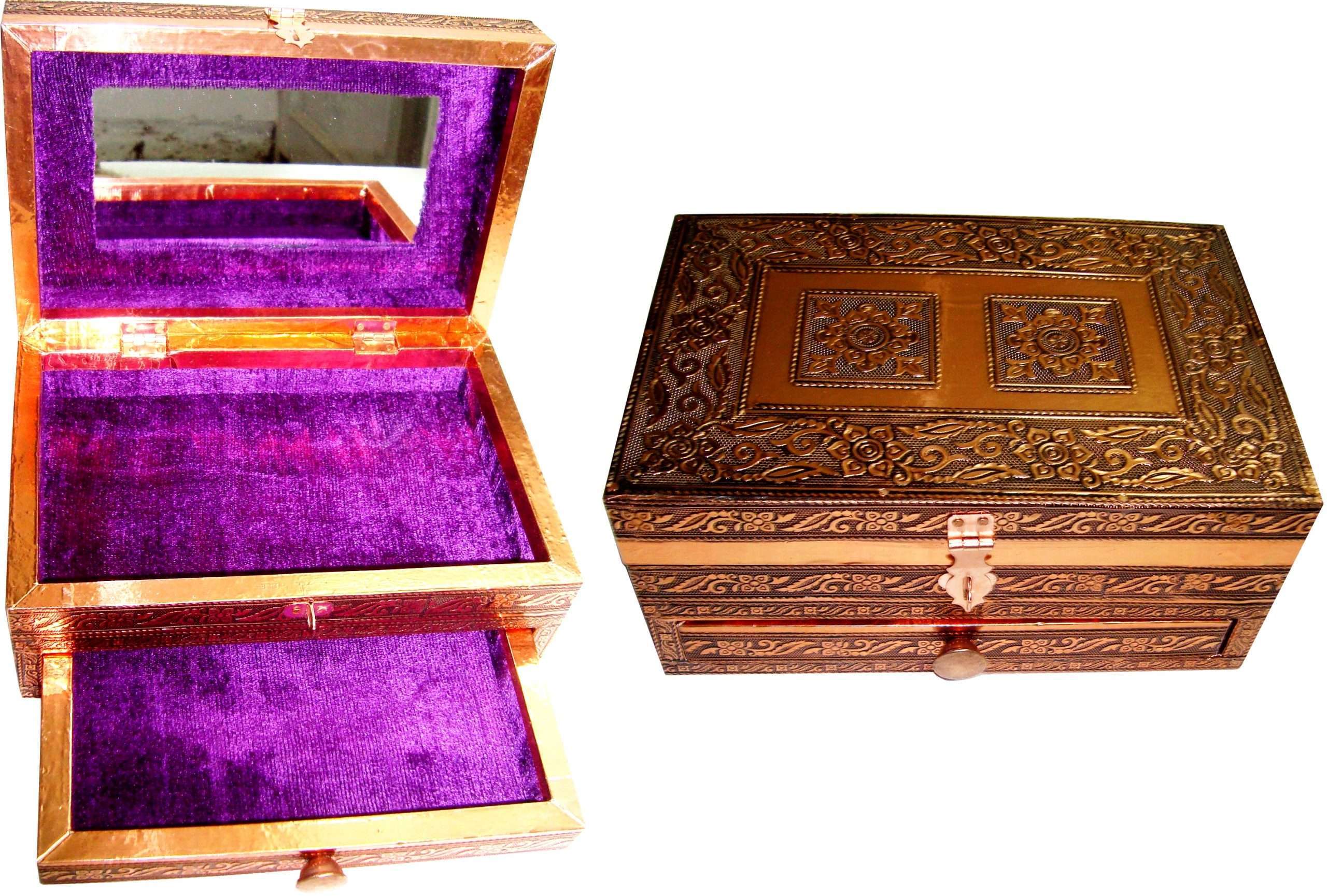 Jewellery Box Copper Finish with Drawer Carolina Trading