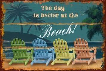Wall Art on MDF Board Beach 40 x 30cm