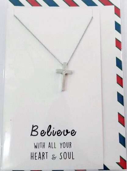 Pewter Pendant Believe on a Card & Envelope