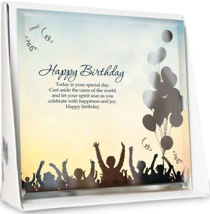Silver Silhouette Set of 4 Happy Birthday