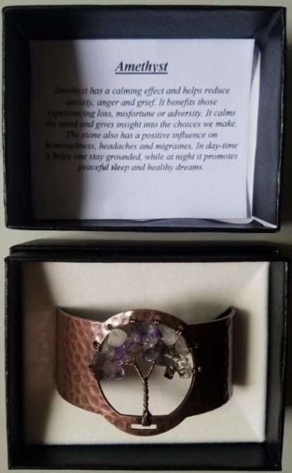 Tree of Life Amethyst Quartz Copper Plated Bracelet