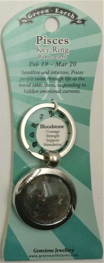 Zodiac Keyring- Pisces- Bloodstone