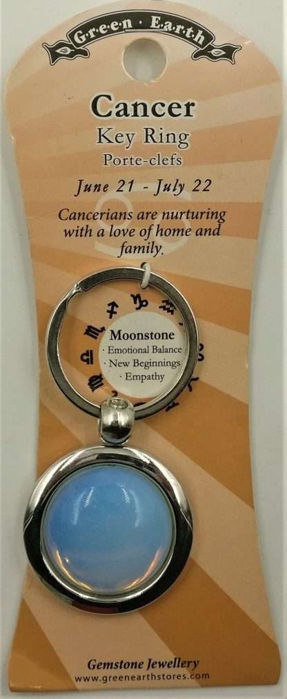 Zodiac Keyring- Cancer- Moonstone