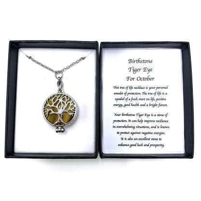 Tiger Eye Oct Birthstone Necklace