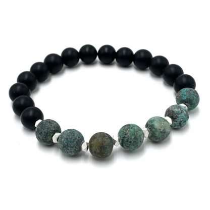 African Turquoise & Onyx bracelet - Image 3