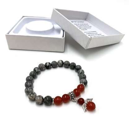 Grey Picasso Jasper & Carnelian  bracelet - Image 2