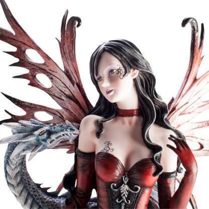 Large Red Fairy Figurine With Dragon - Image 5
