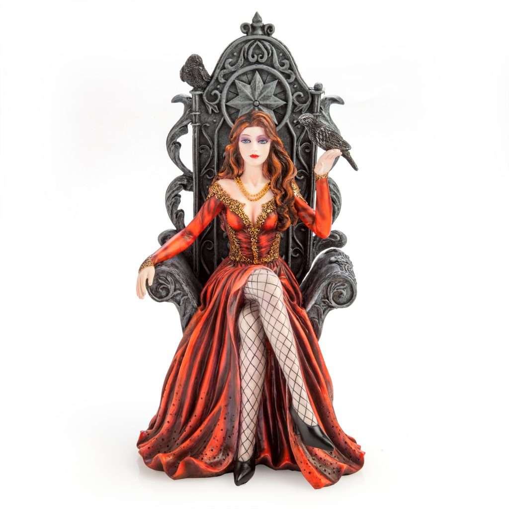 Red Queen on Throne with Raven Figurine – Carolina Trading
