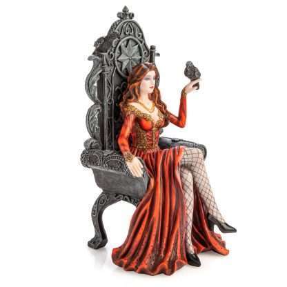 Red Queen on Throne with Raven Figurine - Image 2