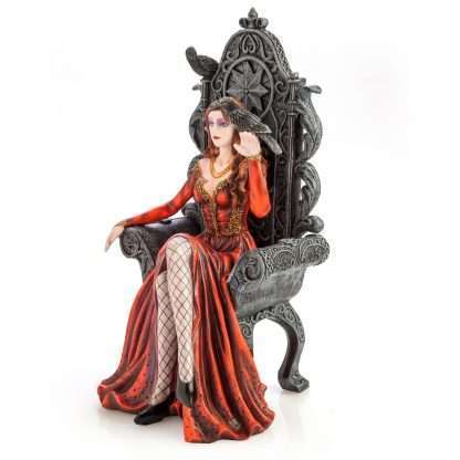 Red Queen on Throne with Raven Figurine - Image 3