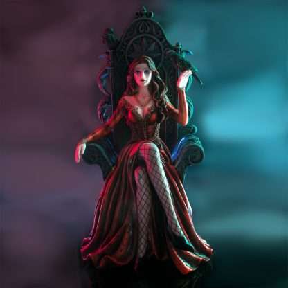 Red Queen on Throne with Raven Figurine - Image 6