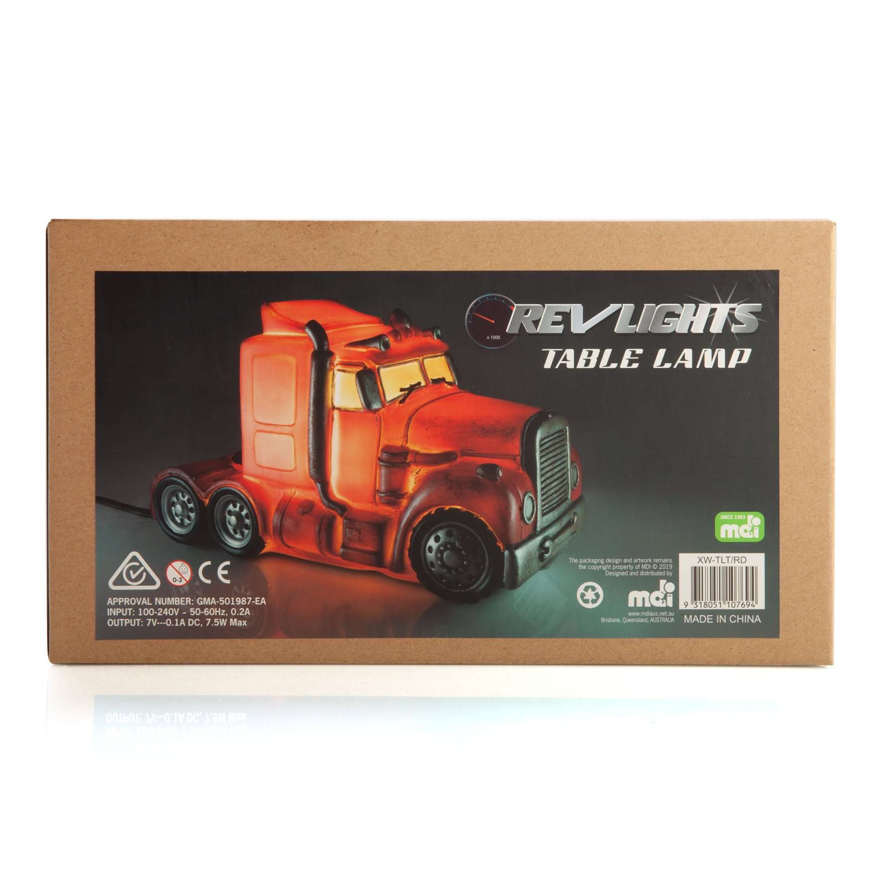 Red Metal Look Truck Table Lamp - Image 3