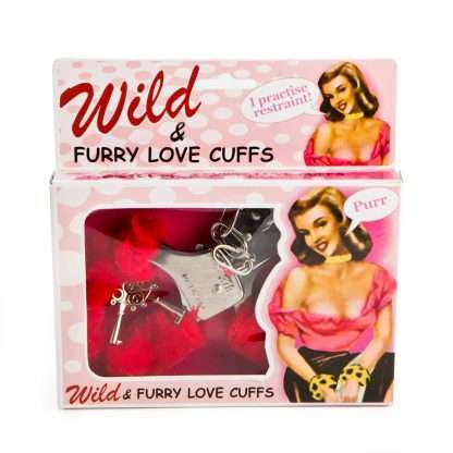 Red Furry Love Cuffs - Image 3