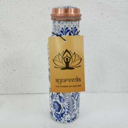 Ayurveda Copper Blue Floral Bottle 750 ml - Image 3