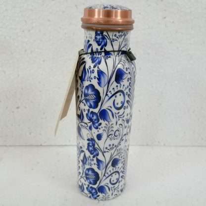Ayurveda Copper Blue Floral Bottle 750 ml - Image 4
