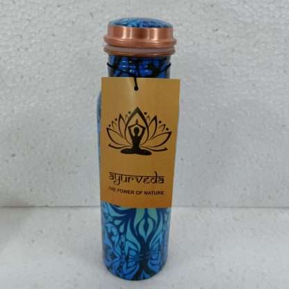 Ayurveda Copper Blue Patterned Bottle 750 ml - Image 3