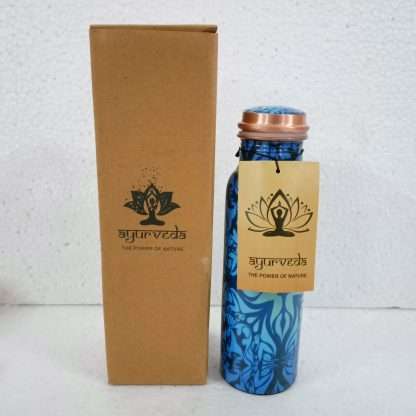 Ayurveda Copper Blue Patterned Bottle 750 ml - Image 5