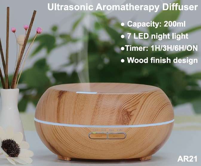 Aroma Diffuser Round Light Wood Carolina Trading