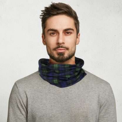 Neck Warmer Tube Scarf - Green Tartan - Image 4