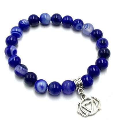 Blue Banded Agate Third Eye Chakra Bracelet - Image 3