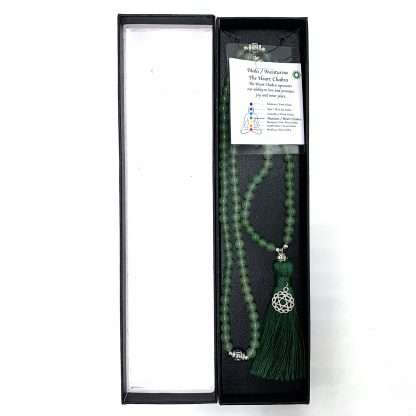 Aventurine Mala Beads with Heart Chakra Charm- 108 Beads - Image 2