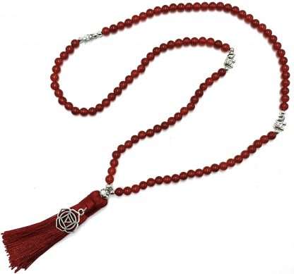 Carnelian Mala Beads with Root Chakra Charm- 108 Beads - Image 3