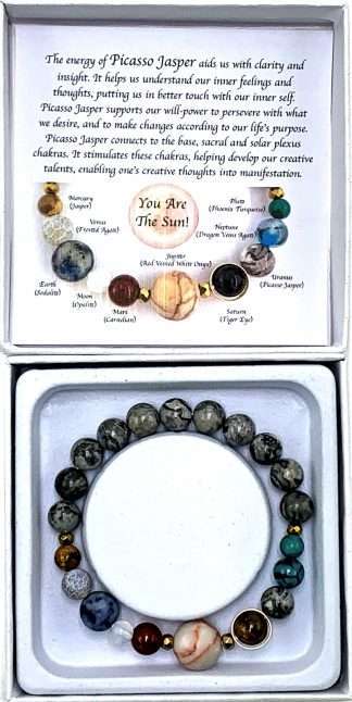 Grey Picasso Jasper Solar System Bracelet