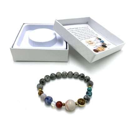 Grey Picasso Jasper Solar System Bracelet - Image 2