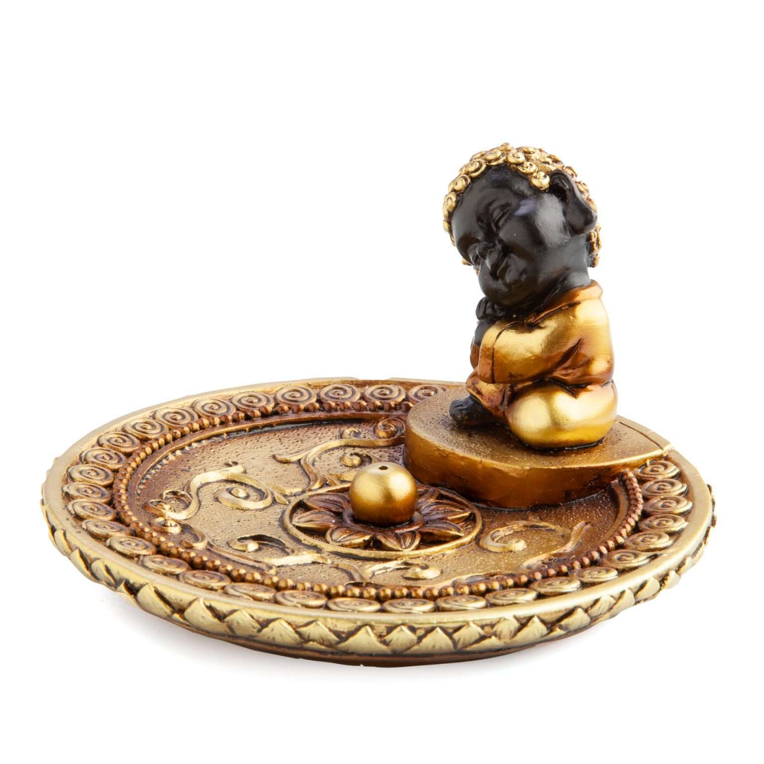 Gold Sleeping Baby Buddha Incense Burner Carolina Trading
