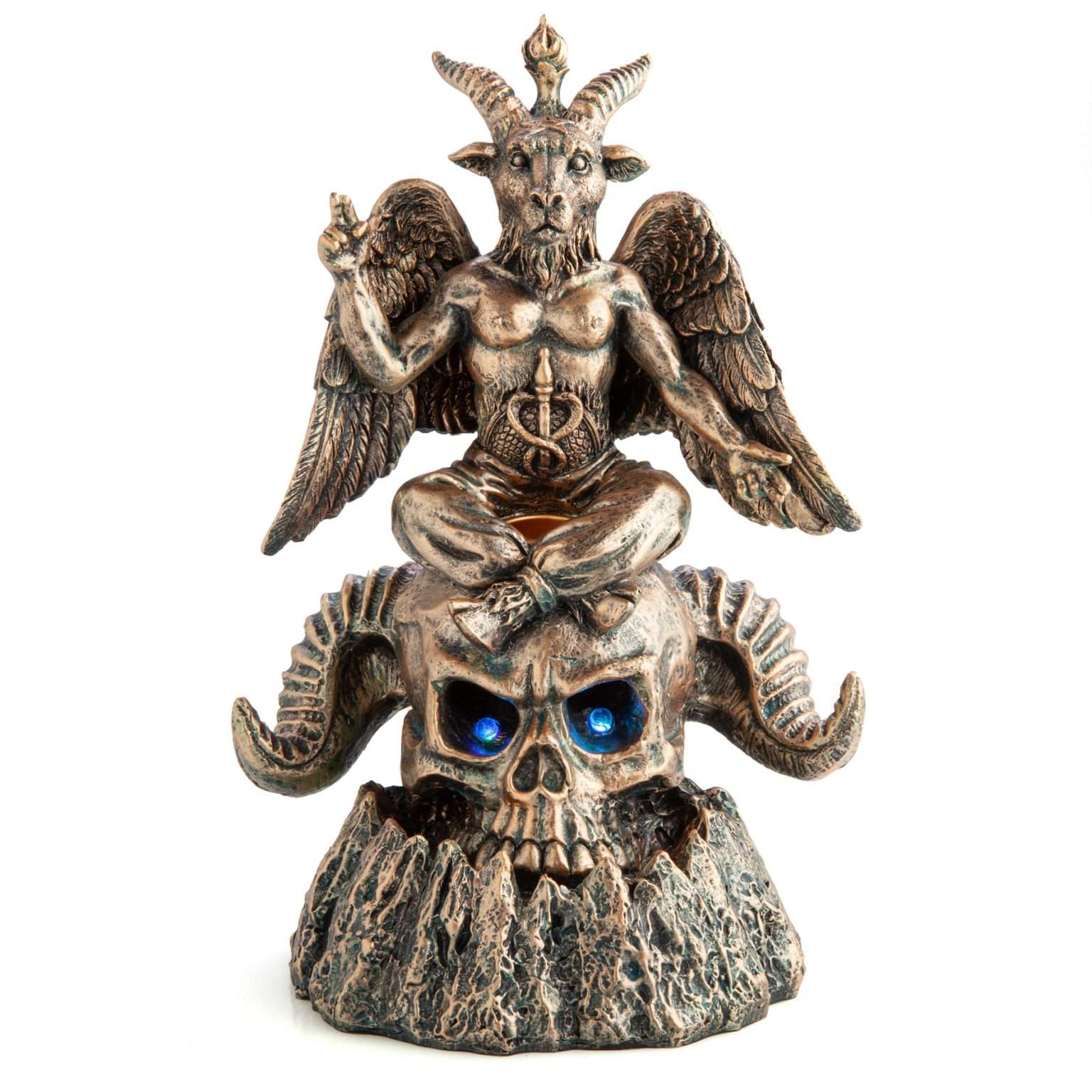 Baphomet Horned Skull LED Backflow Incense Burner Carolina Trading