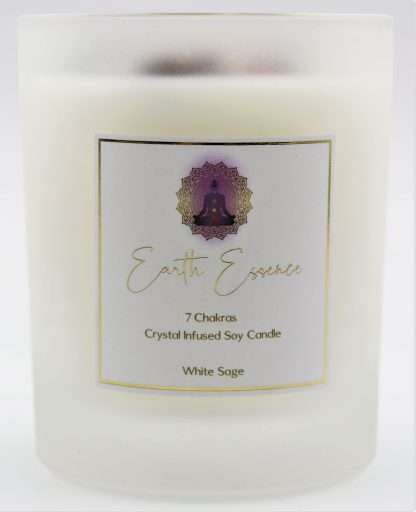Chakra Soy Wax Crystal Candle White Sage - Image 5