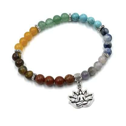 Chakra Stone Bracelet with Meditation Charm- includes Chakra Tumbled Stones - Image 3