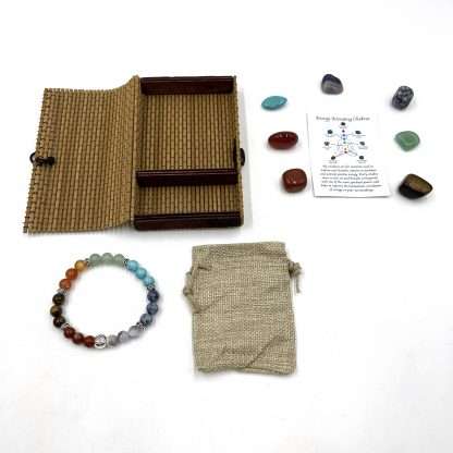Chakra Stone Bracelet with Yin Yang Bead- includes Chakra Tumbled Stones - Image 2