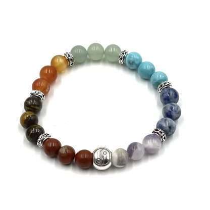 Chakra Stone Bracelet with Yin Yang Bead- includes Chakra Tumbled Stones - Image 3