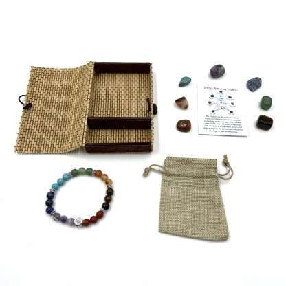 Chakra Stone Bracelet with Ohm Bead- includes Chakra Tumbled Stones - Image 2