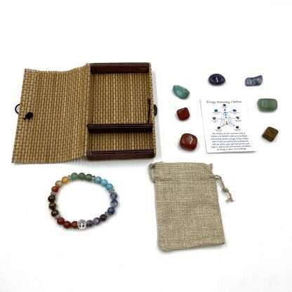 Chakra Stone Bracelet with Tree of Life Bead- includes Chakra Tumbled Stones - Image 2