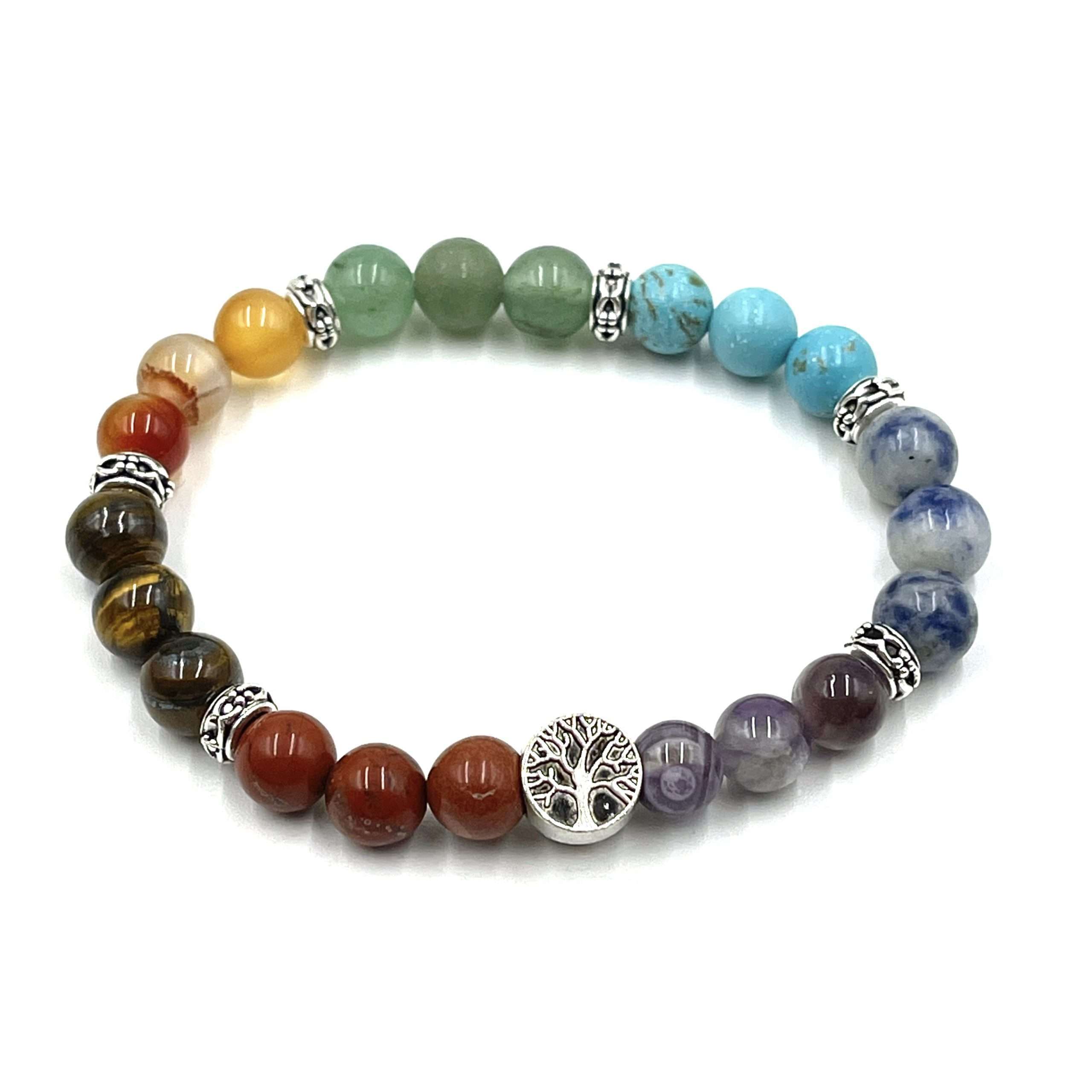 Chakra Stone Bracelet with Tree of Life Bead- includes Chakra Tumbled ...