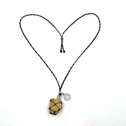 Braided Stone Necklace Honey Jade - Image 3