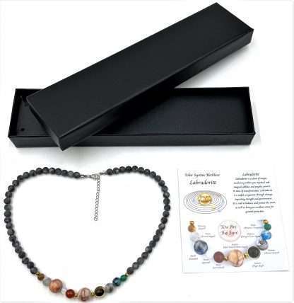 Solar System Necklace Matte Dark Labradorite