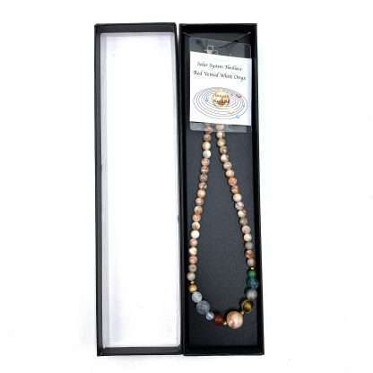 Solar System Necklace Red Veined White Onyx - Image 2