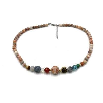 Solar System Necklace Red Veined White Onyx - Image 3
