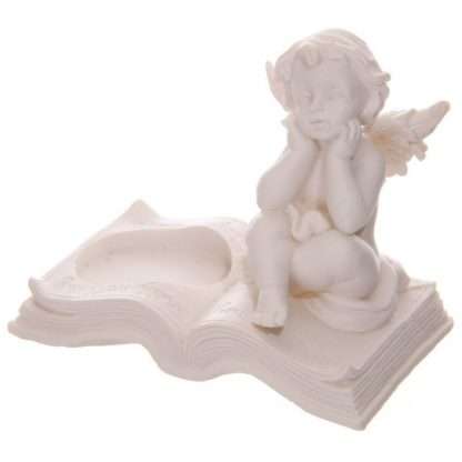 Cherubs Sitting on Book Tea Light Candle Holder - Image 2