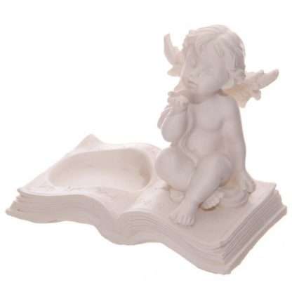 Cherubs Sitting on Book Tea Light Candle Holder - Image 3